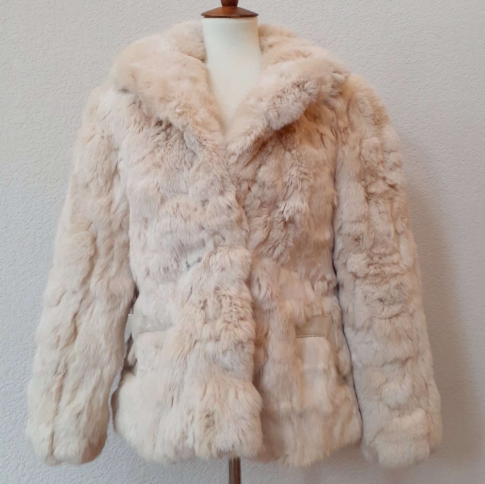 Vintage Cream rabbit fur coat